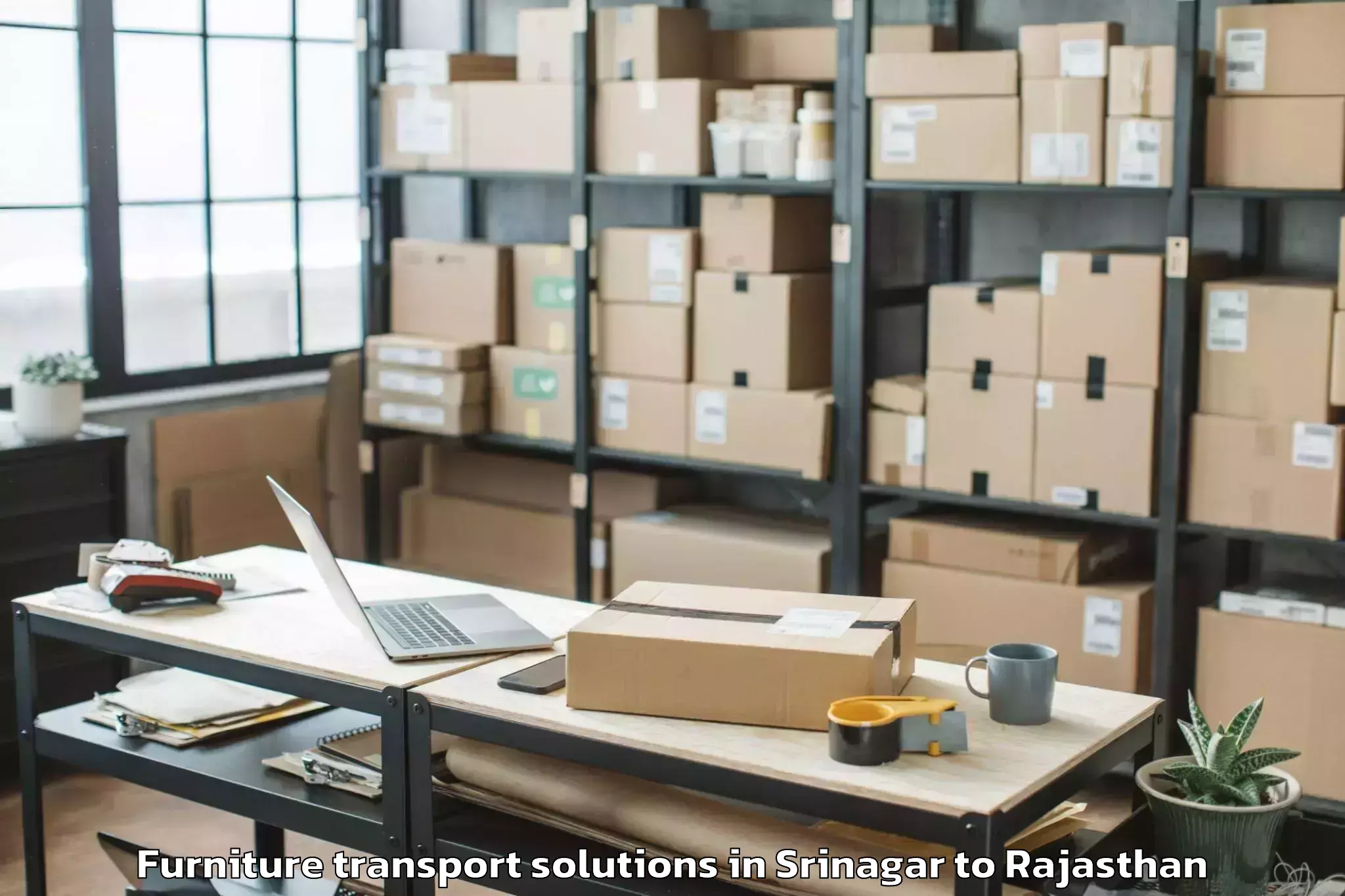 Book Srinagar to Kumbhalgarh Furniture Transport Solutions